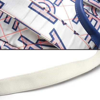 Chanel Logo Design Backpack Matelasse Neon Stitching White And Blue