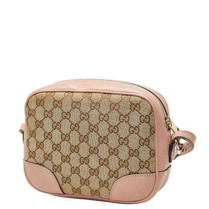 Gucci GG Canvas Crossbody Shoulder Bag 449413 Brown Pink Canvas Leather Women's
