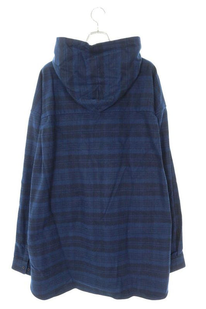 Balenciaga 22AW 720109 Tnm35 Checked Flannel Hoodie Long Sleeve Shirt Men's 5