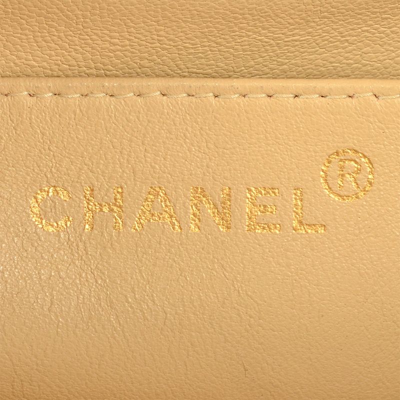 Chanel W Flap Chain Shoulder Bag Lambskin Beige Gold Hardware Coco Mark