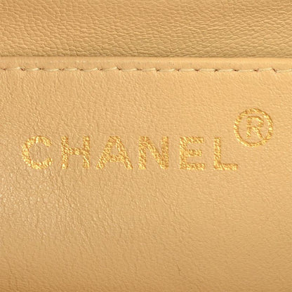 Chanel W Flap Chain Shoulder Bag Lambskin Beige Gold Hardware Coco Mark
