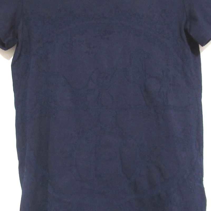 Hermes Exlibris Short Sleeve Crew Neck T-Shirt Size 34 Navy Women's Used