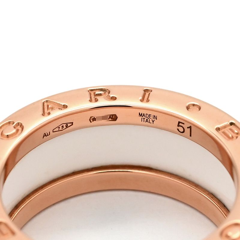 Bvlgari Bvlgari Ring B-Zero1 2 Band Ring 18k Pink Gold Ceramic Pink Gold and