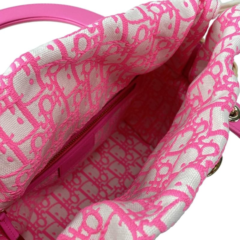 Dior/christian Dior Handbag Lady Dior Medium Bag Beige And Pink And White