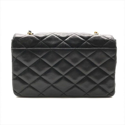 Chanel CC Logo Quilted Lambskin Turnlock Chain Shoulder Bag Black