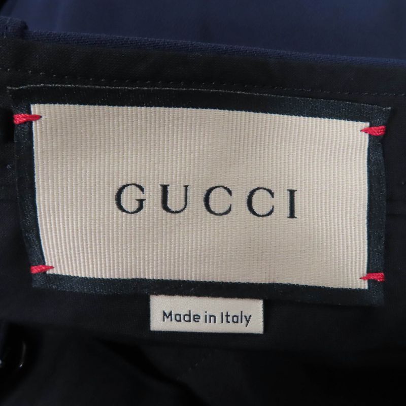 Gucci 624955 Center Press Wide Pants With Logo Patch Navy 36 Made In Italy