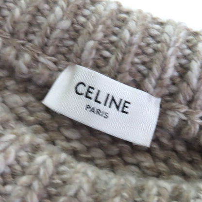 Celine 2adw6824v 100% Wool Triomphe Crew Neck Long Sleeve Knit Sweater Brownish