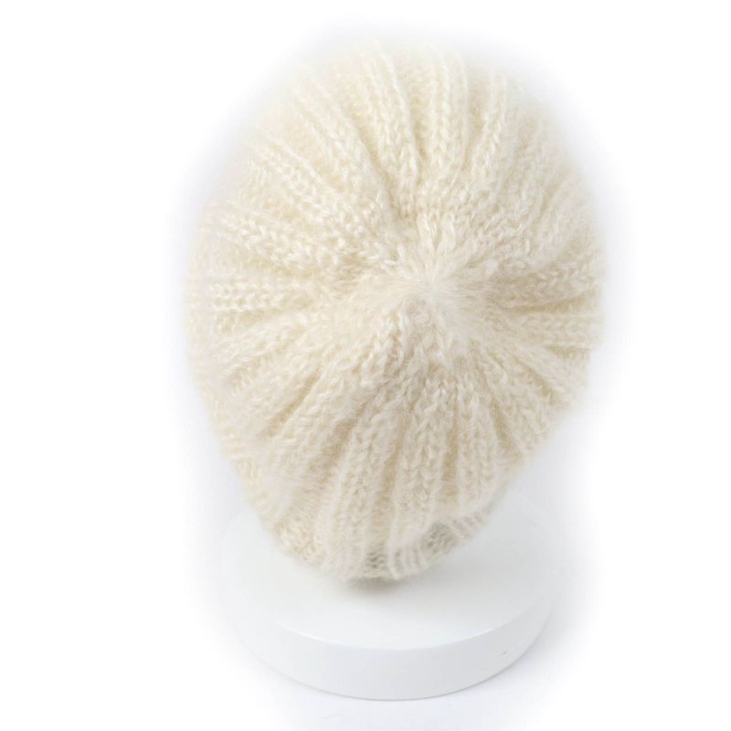 Gucci 331985 Mohair Silk Interlocking G Knit Hat Knit Cap Ivory L Made In Italy