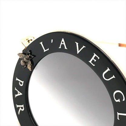 Gucci L'aveugle Paramor Round Frame Sunglasses Eyewear Gold Black