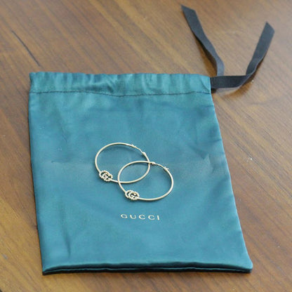 Gucci Diamond Hoop GG Earrings AU 750 18KY Box E1779