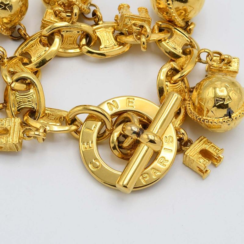 Celine Bracelet Star Ball Arc De Triomphe Macadam Gold Color 120.8g Accessories