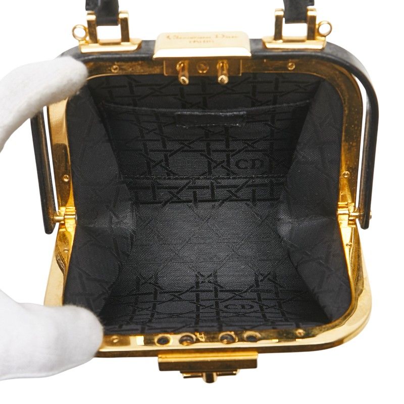 Dior Handbag Shoulder Bag 2WAY Black Gold Patent Leather Women's Dior