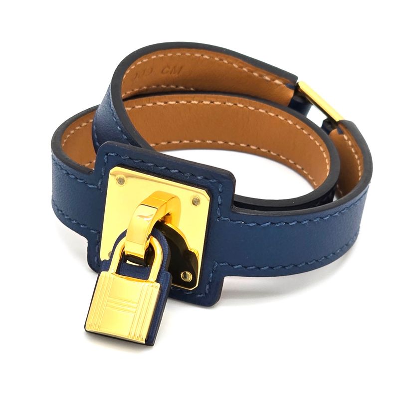 Hermes Auchelie Dubretour Leather Bracelet Double Winding T2 Approx 155cm