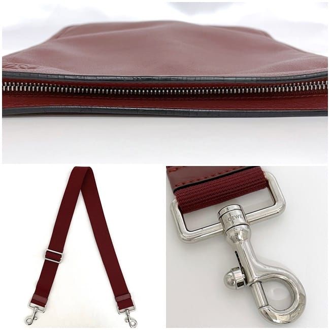 Loewe Shoulder Bag Red Anagram Excellent Condition Leather Preowned 261501