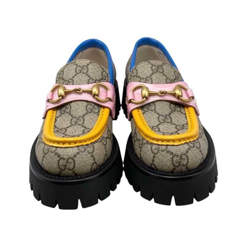 Gucci Loafer GG Supreme Bee Embroidery 727170 34 Size Flower Multicolor Beige