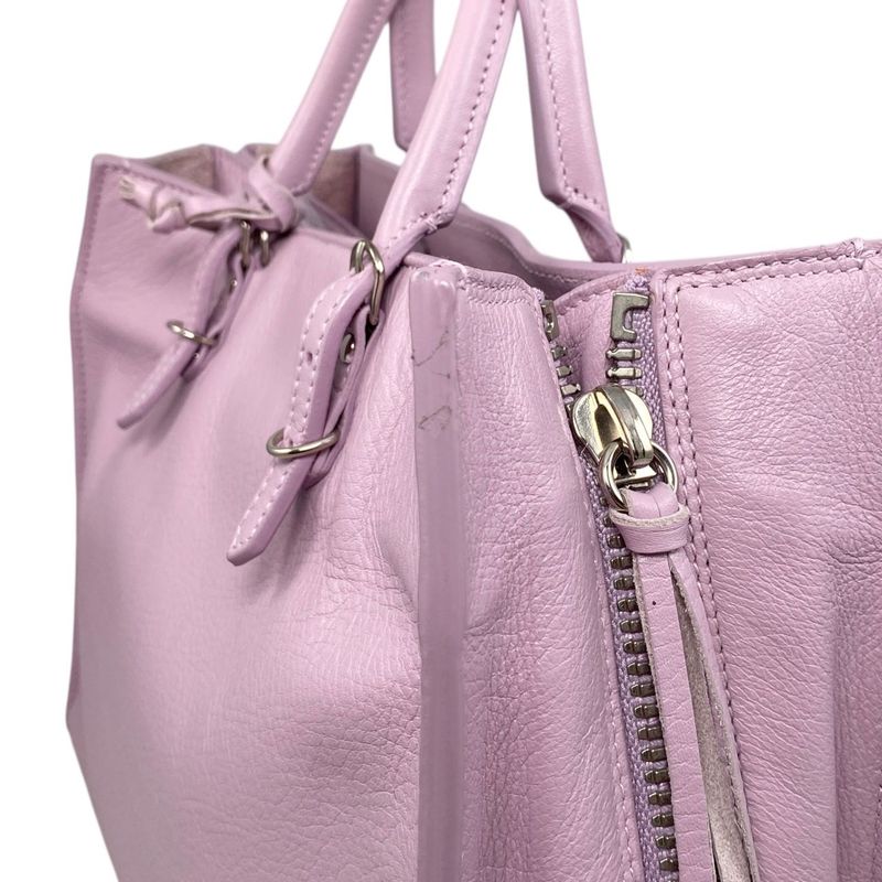 Balenciaga Handbag Shoulder Bag Paper A6 Zip Around 370926 Leather Pink Silver