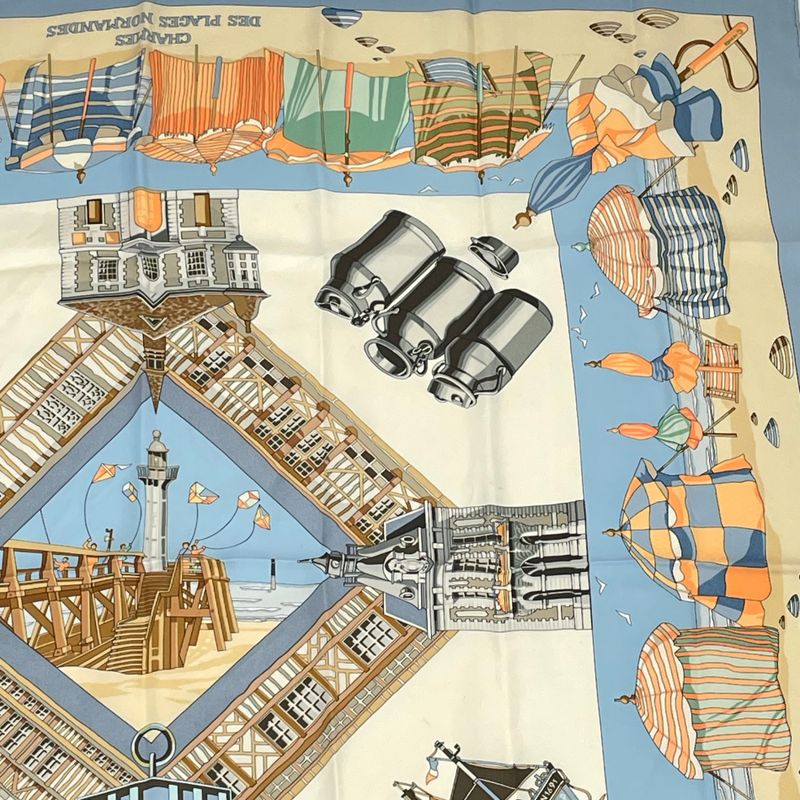 Hermes Scarf Silk Carre 90 Charmes DES Plages Normandes Charms Of The Normandy