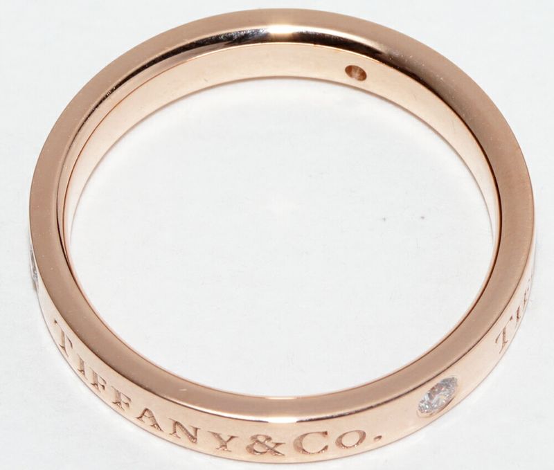 Tiffany & Co Ring 18K Pink Gold Diamond 3P (007ct) T&CO Band Ring With Flat