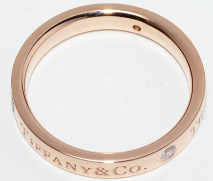 Tiffany & Co Ring 18K Pink Gold Diamond 3P (007ct) T&CO Band Ring With Flat