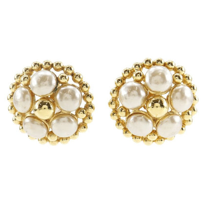 Chanel Vintage Gold Plated And Faux Pearl 25 Ladies 54.3g Earring
