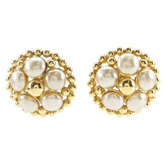Chanel Vintage Gold Plated And Faux Pearl 25 Ladies 54.3g Earring