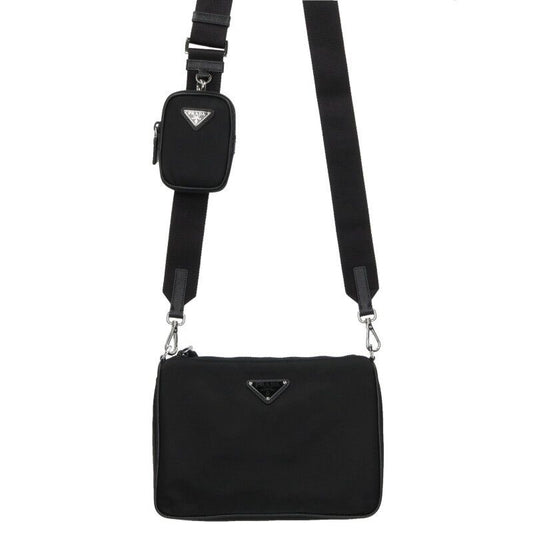 Prada 2vh113 Nylon Shoulder Bag With Triangle Plate Mini Pouch Men's