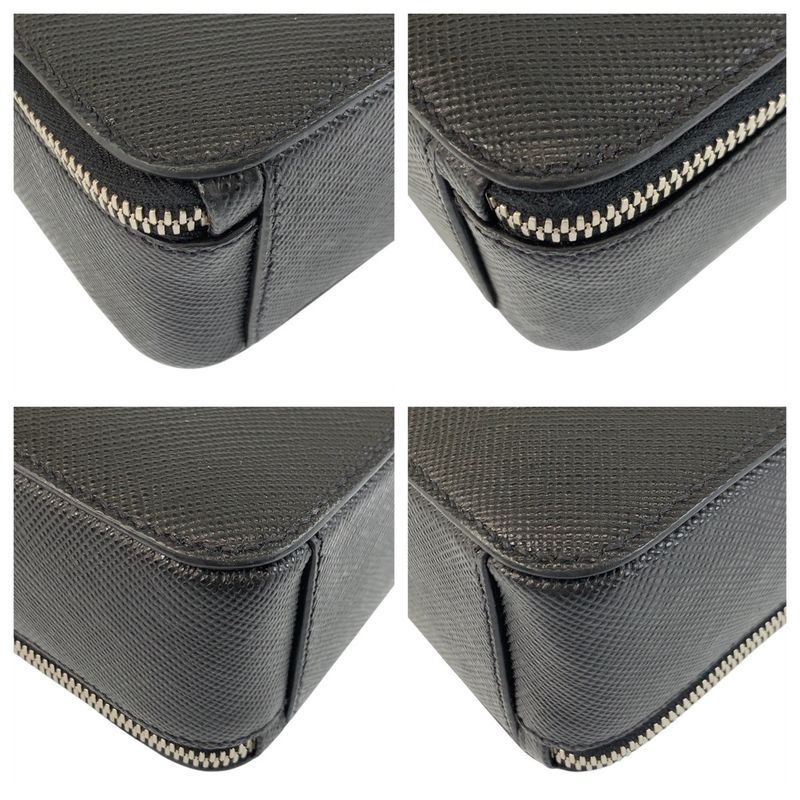 Prada Saffiano Black Silver Hardware Leather Business Bag Briefcase Men 505510