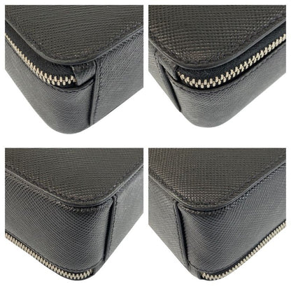 Prada Saffiano Black Silver Hardware Leather Business Bag Briefcase Men 505510