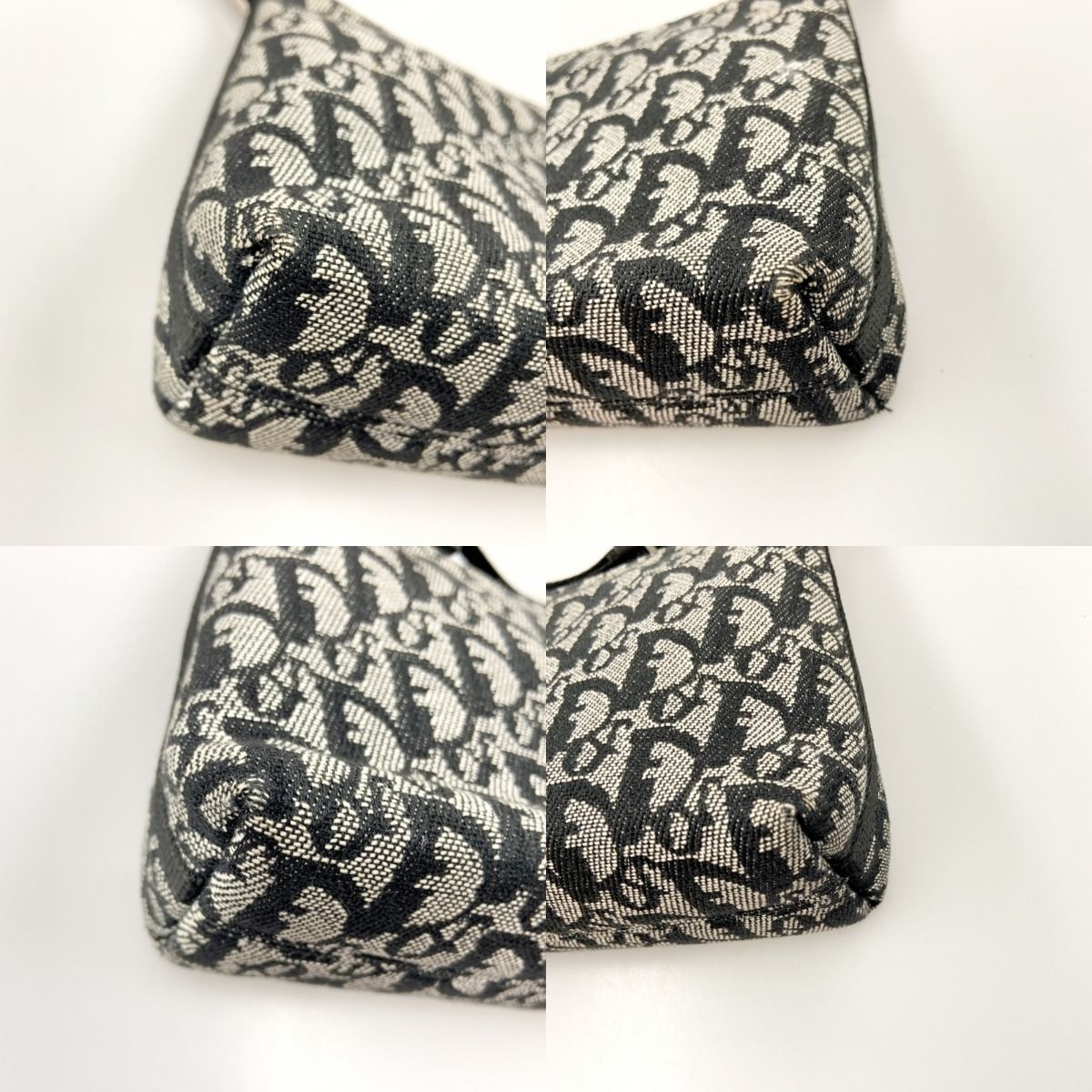 Christian Dior Trotter Handbag Pouch Beige X Black