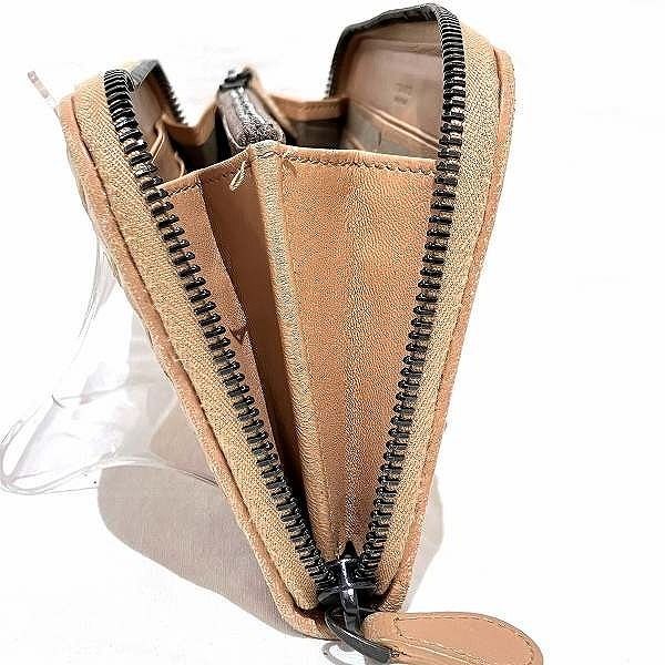 Bottega Veneta Intrecciato Beige Leather Round Zipper Wallet Long Wallet Women