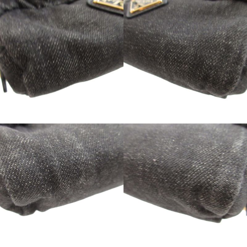 Prada Triangle Plate Denim Black Pouch 0484 Prada