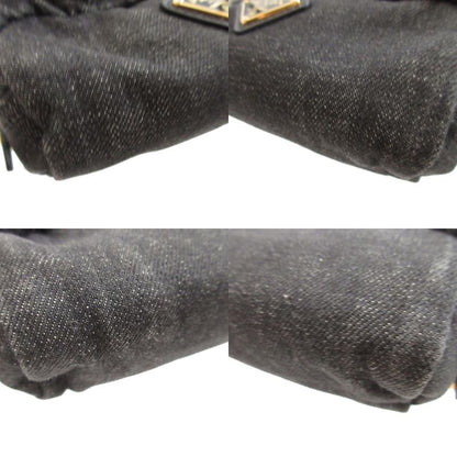 Prada Triangle Plate Denim Black Pouch 0484 Prada