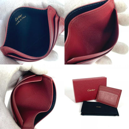 Cartier Card Case Garland De Cartier Leather Burgundy
