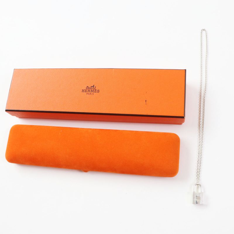 Hermes Ag925 Cadenas Chain Necklace/pendant Silver With Box And Case Weight