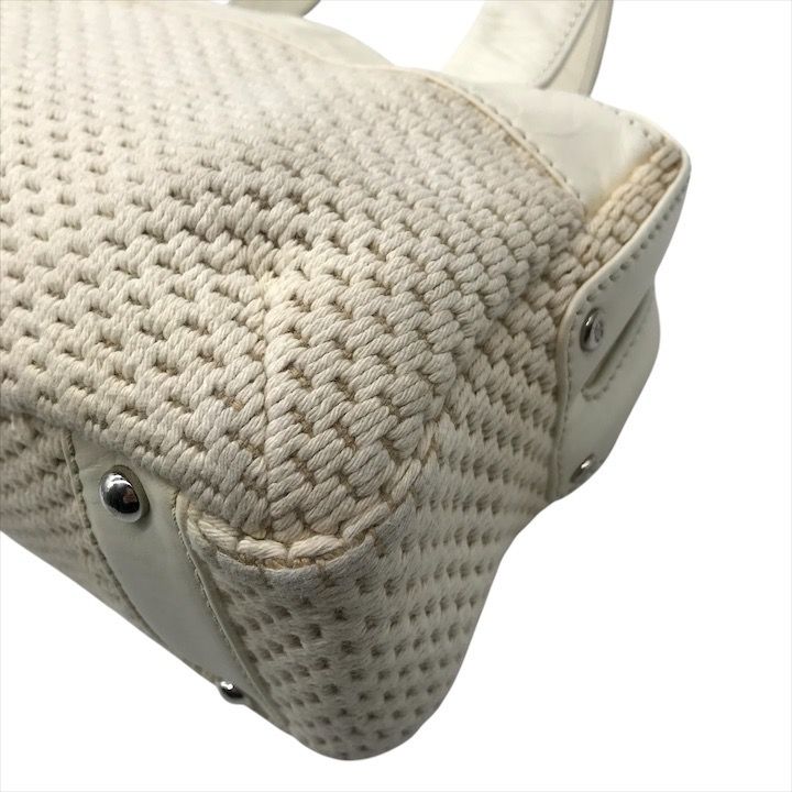 Chanel Lambskin Leather Knit Hand Ivory Shoulder Bag