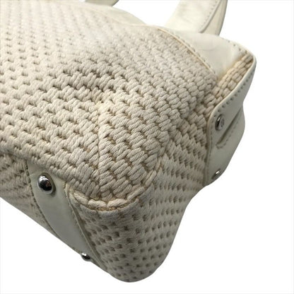 Chanel Lambskin Leather Knit Hand Ivory Shoulder Bag