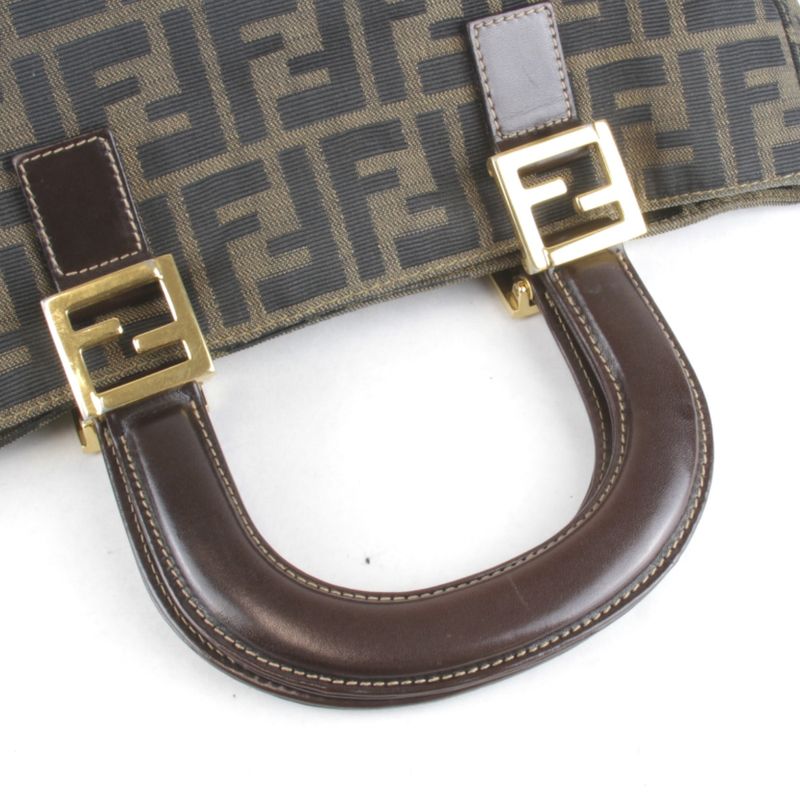 Fendi Zucca Handbag Khaki Canvas