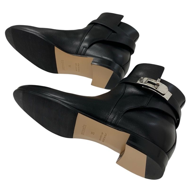 Hermes Neo Boots Short Boots Shoes Leather Black Silver Kelly Hardware