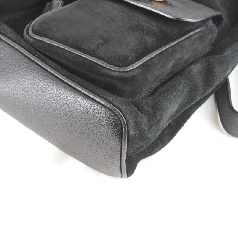 Gucci 003 1118 0016 Bamboo Backpack/daypack Black Suede
