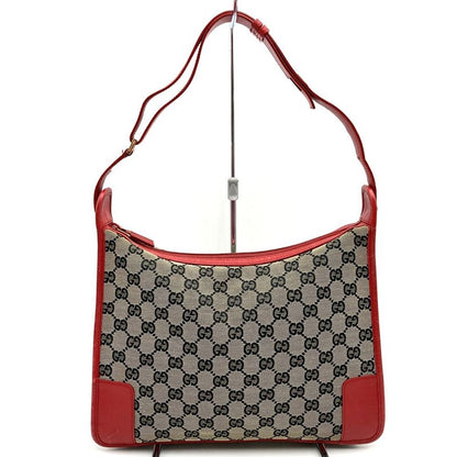 Gucci 001 4205 Shoulder Bag Brown/red GG Canvas/leather Ladies Fashion Brand