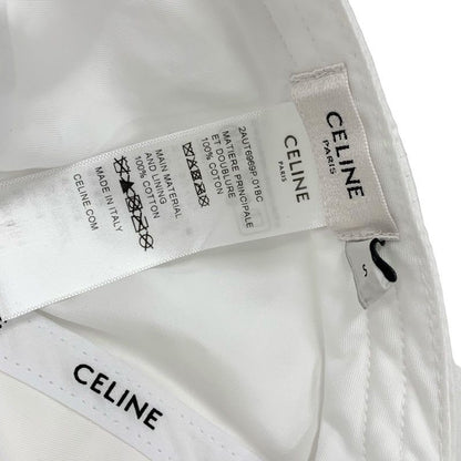 Celine Cap Hat Cotton White Navy Logo Triomphe Baseball