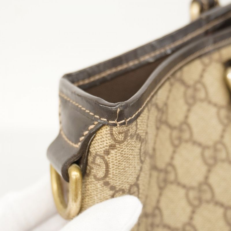 Gucci Tote Bag GG Supreme 197953 PVC Brown Gold Hardware Women's