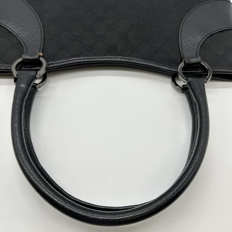 Gucci 113015 Handbag GG Canvas Leather Black Ladies Men Fashion Gift