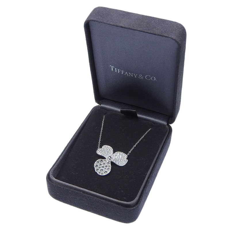 Tiffany & Co Paper Flower Large Pt950platinum × Diamond Ladies 5.3g Necklace