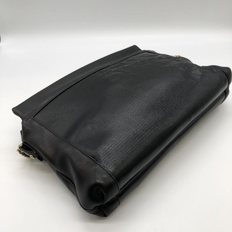 Gucci 004 109 Shoulder Bag Chain Shoulder Leather Black Women Men Vintage