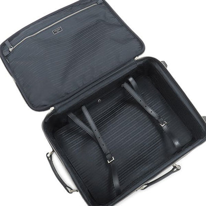 Prada Carry Bag Triangle Logo Carry Case Nylon Leather Navy Silver Hardware