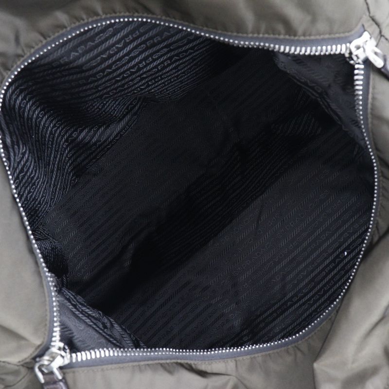 Prada Nylon Khaki Unisex Boston Bag