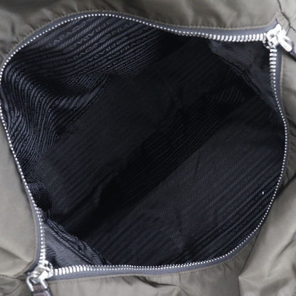 Prada Nylon Khaki Unisex Boston Bag