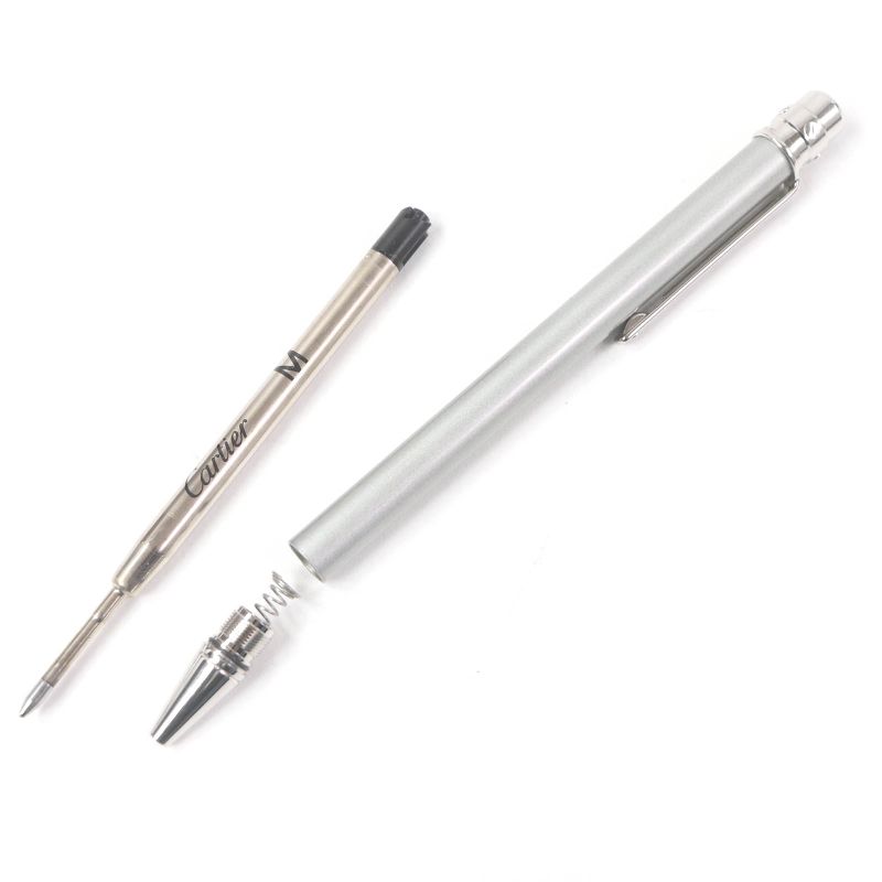 Cartier Santos De Cartier Ballpoint Pen With Logo Twist Stationery Silver Men's