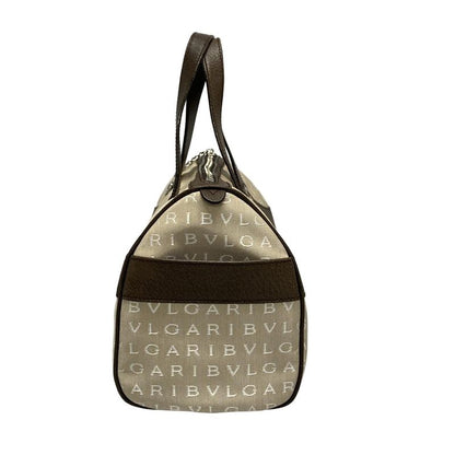 Bvlgari Boston Bag Logomania Beige And Dark Brown Leather